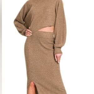 Zenana Ribbed Skirt Set